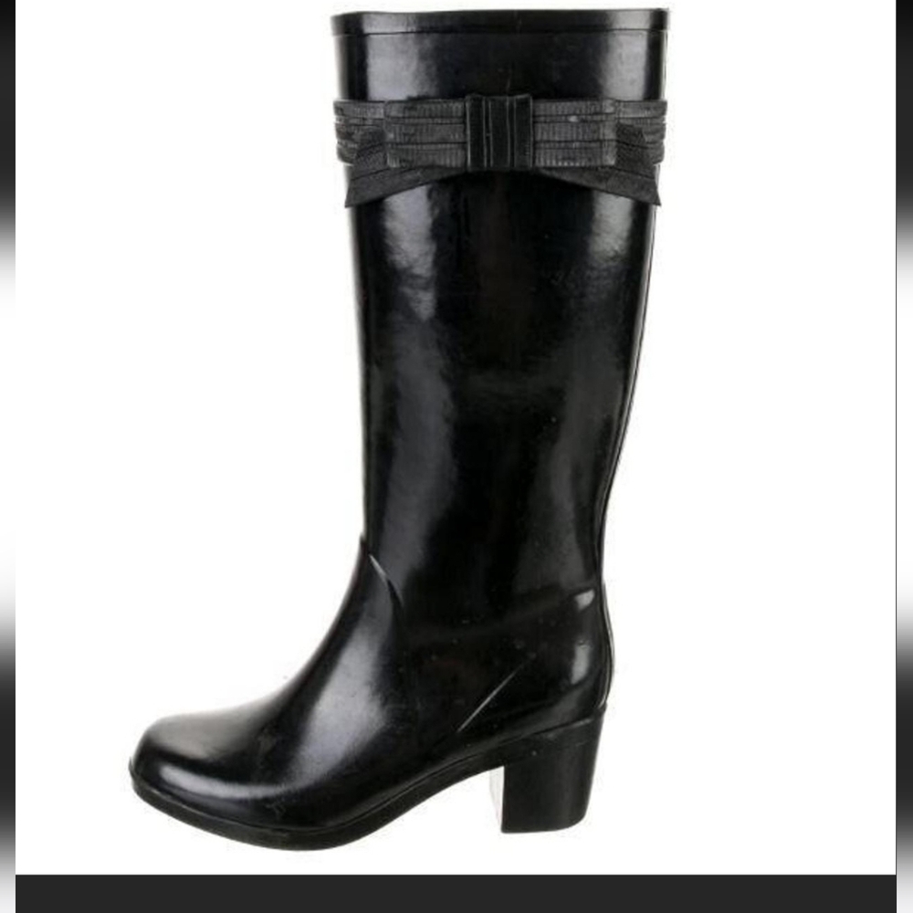 Kate Spade Tall Rain Black Raylan Wellington Boots Size 10